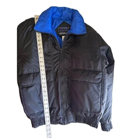 Sierra Pacific Black & Blue Full Zip Puffer Jacket Size M Lightweight - Picture 5 of 6